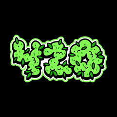 High weed bud quote text slogan print design. Vector doodle cartoon character illustration logo design. High word quote text slogan print design for poster, t-shirt concept