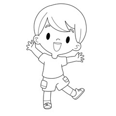 Boy cartoon.coloring book.vector illustration isolated on white background.