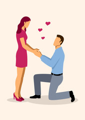 Man kneeling proposing to the woman