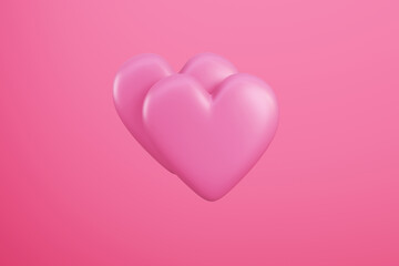 Couple realistic pink hearts. look like 3d illustration. valentine day