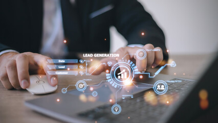 Lead Generation. Finding and identifying customers for your business products or services. Finance concept