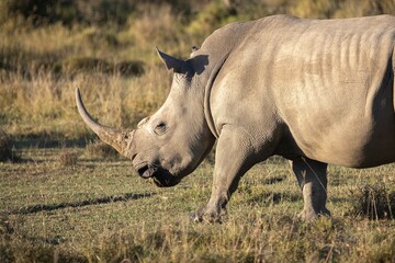 White rhinos graze near Lake Nakura