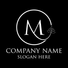 Initial M letter Black Color with White Background and White color logo with black background. Logo Design vector Template. Creative Letter M Logo leaf  Design