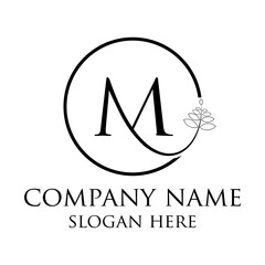 Initial M letter Black Color with White Background and White color logo with black background. Logo Design vector Template. Creative Letter M Logo leaf  Design