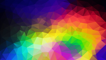 vector abstract irregular polygon background - triangle low poly pattern - neon full spectrum multi color rainbow