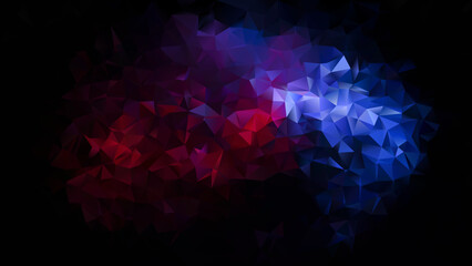 vector abstract irregular polygon background - triangle low poly pattern - color red blue black