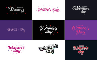 Fototapeta na wymiar Abstract Happy Women's Day logo with a women's face and love vector logo design in shades of purple