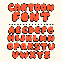 Funny cartoon font. Vector doodle line illustration letters. Trendy alphabet,cartoon comic abc concept