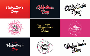 Happy Valentine's Day greeting card template with a romantic theme and a red and pink color scheme
