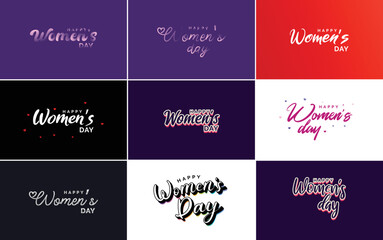 Fototapeta na wymiar Happy Women's Day design with a realistic illustration of a bouquet of flowers and a banner reading March 13