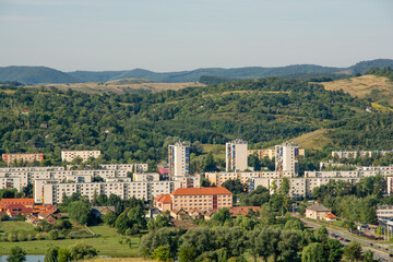 Cityscape of Ózd city in Hungary.