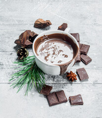 Mug of hot chocolate.