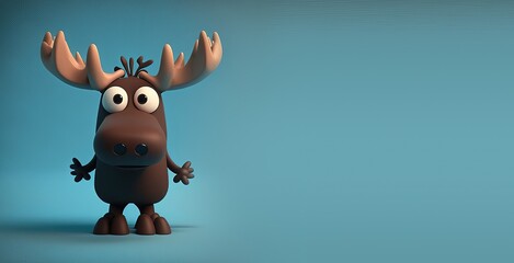 Cute Chocolate Moose Banner with Copy Space (Generative AI)