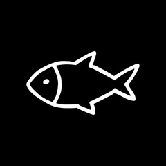 Fish hand drawn black  illustration isolated on black background.