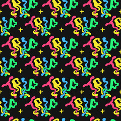 Trip word,trippy psychedelic style seamless pattern.Vector hand drawn doodle cartoon character illustration.Funny cool trippy letters,trip, acid fashion seamless pattern concept