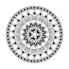 Fototapeta na wymiar Mandala Design Decorative Pattern Decoration Snowflake on black Flower Pattern Design