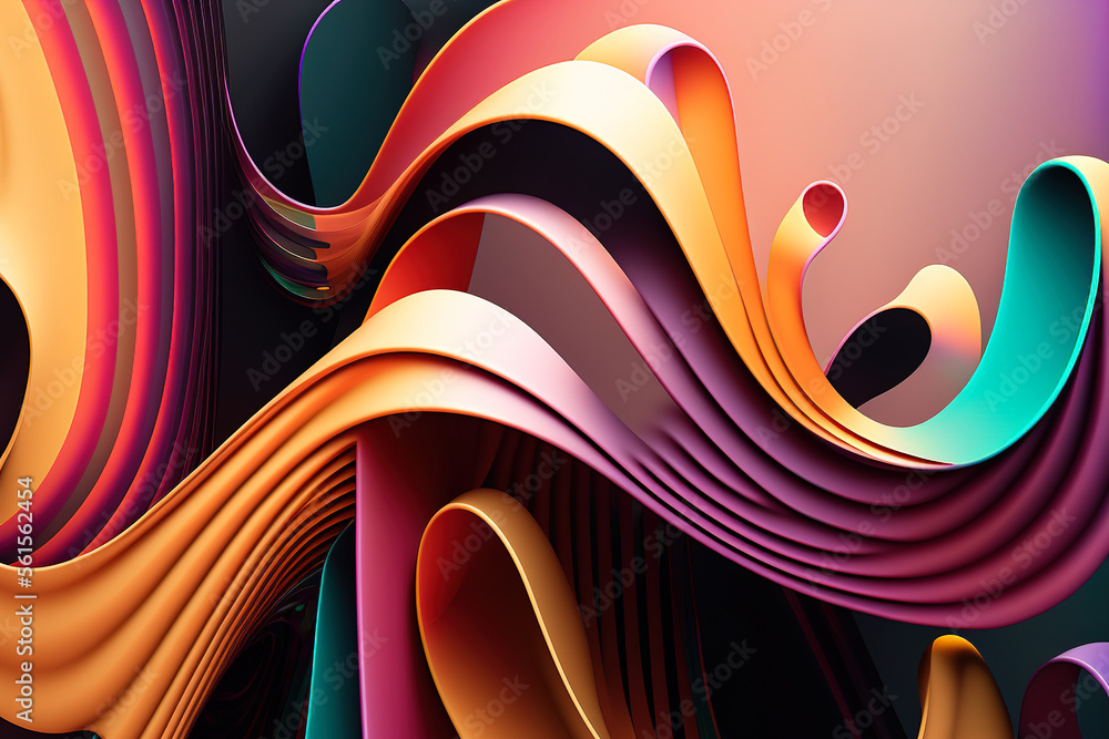 Aufkleber generative ai illustration of wavy lines and figures in various colors and abstracts