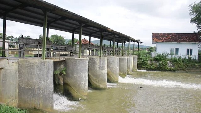 View of River Flows Flowing Fast During the Rainy Season