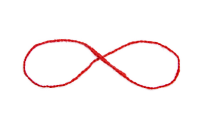 Red thread isolate on white background. Selective focus.