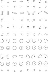 Set of arrows icons title, depict arrows, indicate direction, movement, or progression,  user interface design, website navigation or mobile app layouts. 360 degree arrows sign