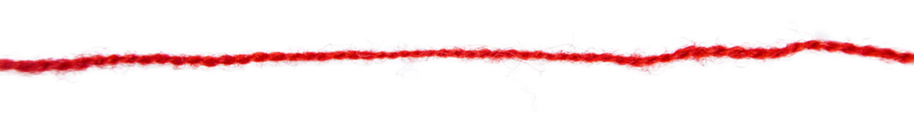 Red thread isolate on white background. Selective focus. - obrazy, fototapety, plakaty