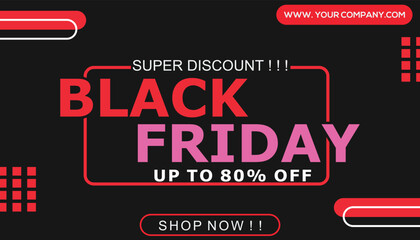 Black friday sale banner on red and black background