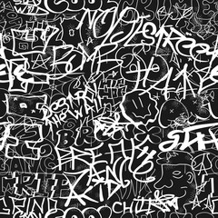Graffiti seamless pattern wallpaper art.Vector graphic background illustration.Graffiti lettering,urban art seamless pattern wallpaper print concept