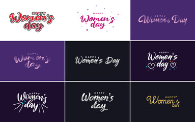 Fototapeta na wymiar Set of International Women's Day cards with a logo and a gradient color scheme