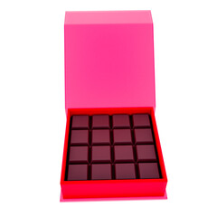 3D Boxed Chocolates in Red Render Valentine's elements PNG