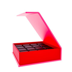 3D Boxed Chocolates in Red Render Valentine's elements PNG