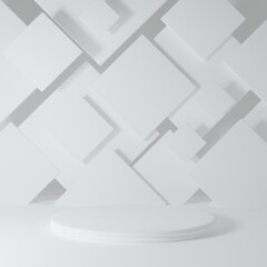 Obraz premium Product Stand in white room ,Studio Scene For Product ,minimal design,3D rendering