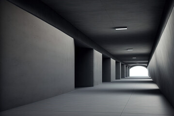 Lights Underground Garage Car Room Cement Asphalt Concrete Background. Generative AI.