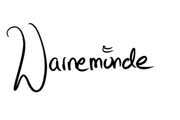 Warnemünde, Handwritten black on white 