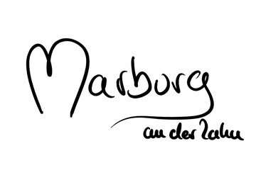 Marburg an der Lahn Handwritten black on white 