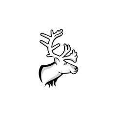 Caribou logo design icon. Caribou logo design inspiration. Artic animal logo design template. Animal symbol logotype. Caribou symbol silhouette.
