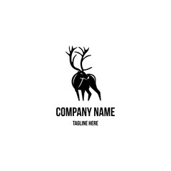 Caribou logo design icon. Caribou logo design inspiration. Artic animal logo design template. Animal symbol logotype. Caribou symbol silhouette.