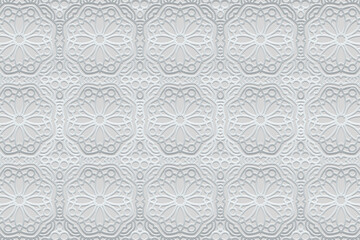Embossed luxury background, ethnic cover design. Press paper, boho style. Geometric tribal floral 3d pattern. Handmade elements of the peoples of the East, Asia, India, Mexico, Aztecs, Peru.