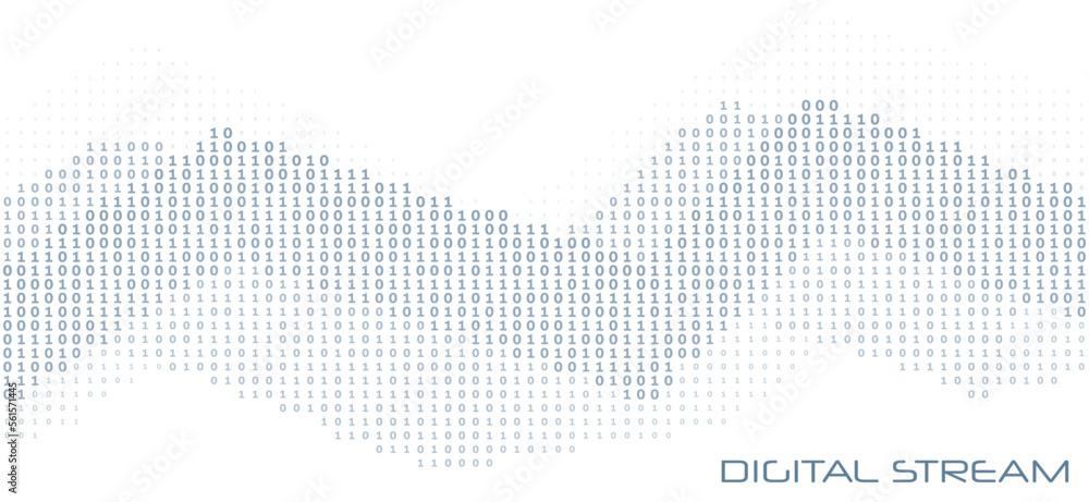 Poster Digital stream. Binary data streaming with ones and zeros