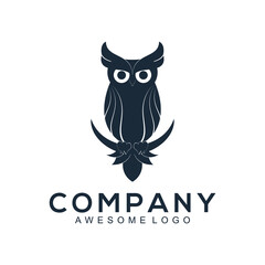 Owl silhouette logo template