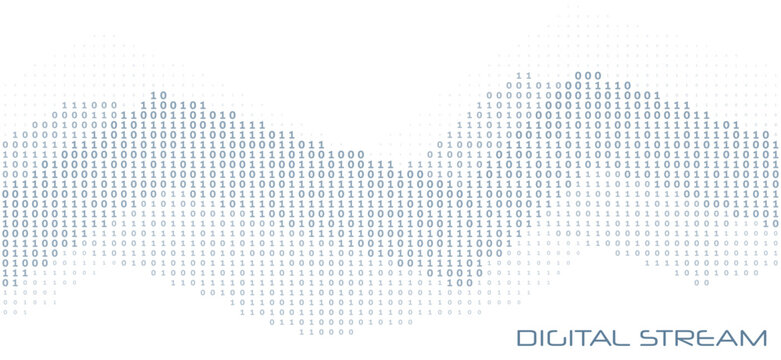Digital stream. Binary data streaming with ones and zeros
