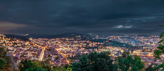 Panorama von Stuttgart Nacht - Panorama of Stuttgart night