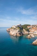 Lovrijenac fortress positioned on a high cliff, located in Dubrovnik, Croatia, Europe.