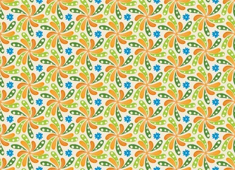 Abstract colorful floral surface pattern design. Illustration colorful floral shape seamless pattern white background. Use for fabric, textile, home interior decoration elements, upholstery, wrapping.