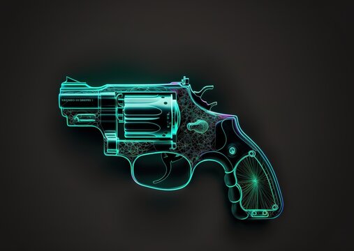 Revolver Hand Gun Wallpaper With Line Art In Dark Contrast Background