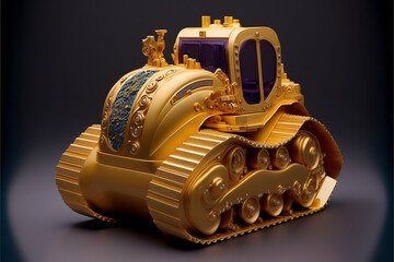 Faberge Bulldozer, The Rising Cost of Construction, Fancy Expensive Gold Bejeweled Machinery Generative AI