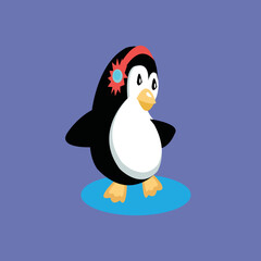 Penguin cartoon colored clipart illustration