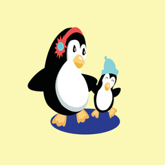 Penguin cartoon colored clipart illustration