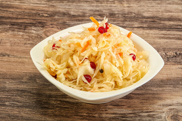 Sauerkraut with cranberry in the bowl