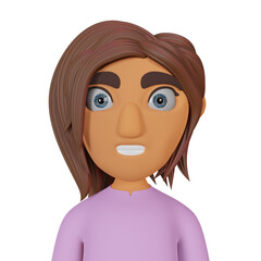 3d illustration female cartoon avatar