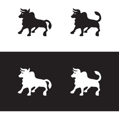 Black and white bull animal vector logo design  . icon logo . silhouette logo 